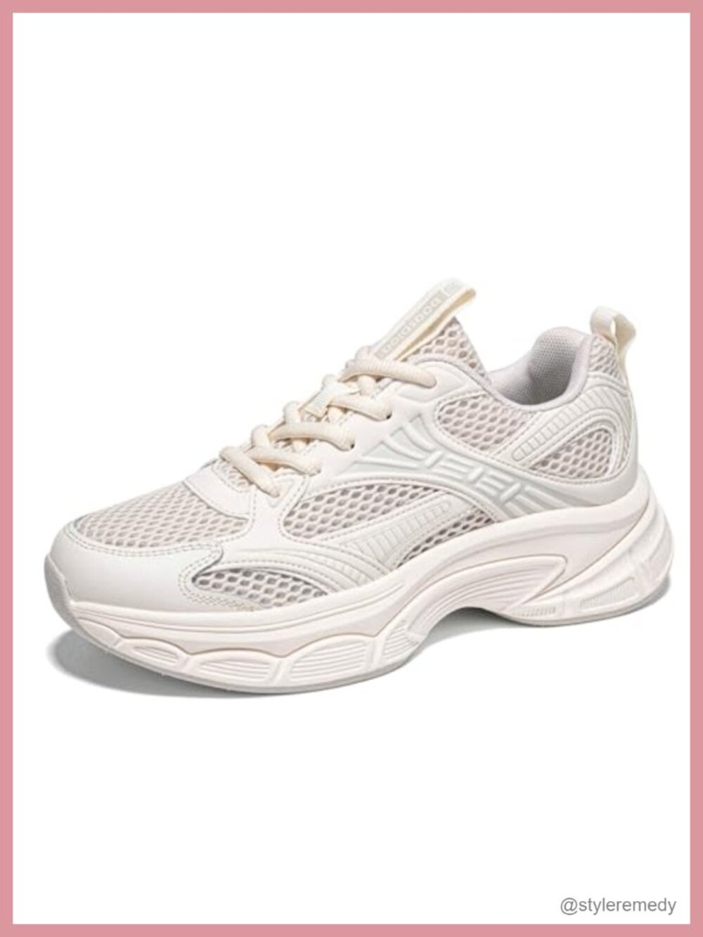 Women's Chunky Platform Sneakers Breathable Mesh Walking Shoes Lace-Up Cushioned